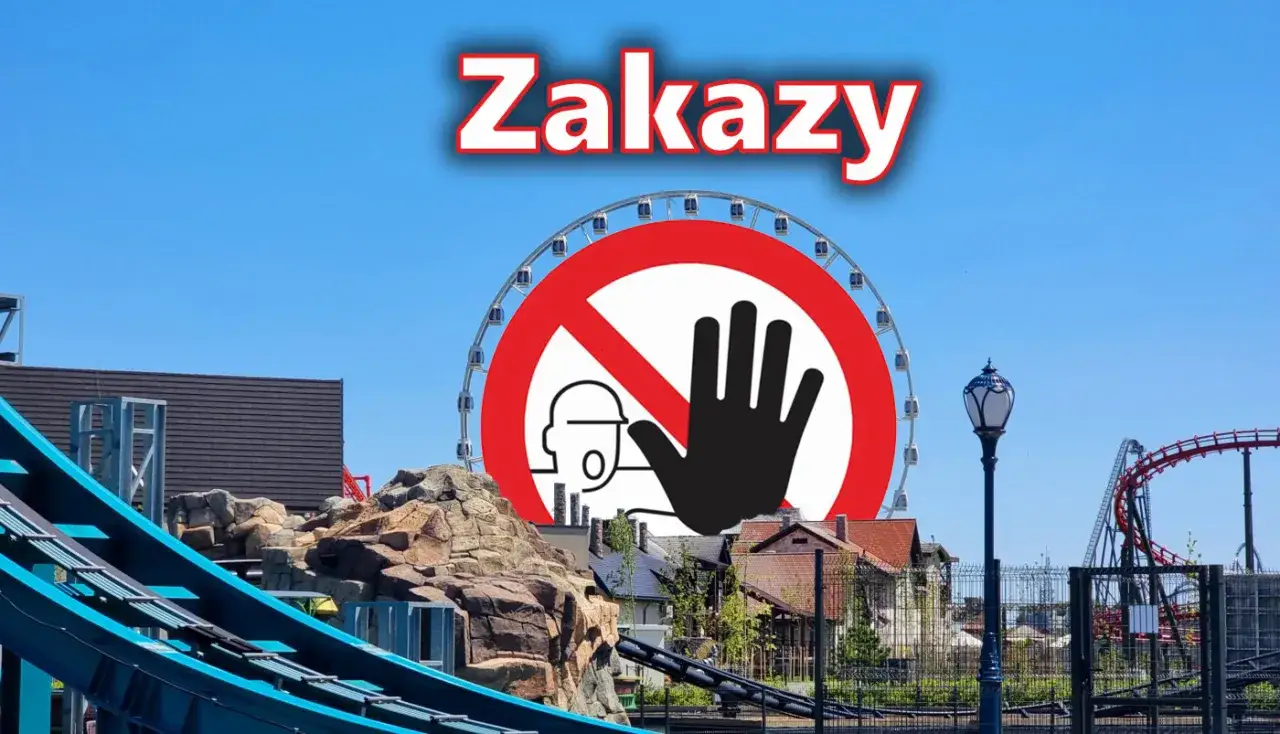 Zakazy w Energylandii. Czy do Energylandii można wejść z psem? Znak zakazu z dłonią i sylwetką człowieka.